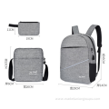 High Quality Grey Oxford USB Charging Student Backpack Set 3 In 1 School Bags Kids Backpacks For School Children